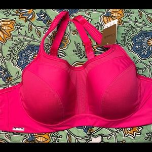 Pink Chantelle sports bra with adjustable j-hook
